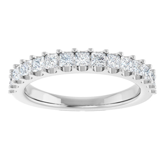 14K Gold Square Lab-Grown Diamond Shared-Prong Anniversary Band - 5/8-1 1/8 CTW - White Gold - view 3