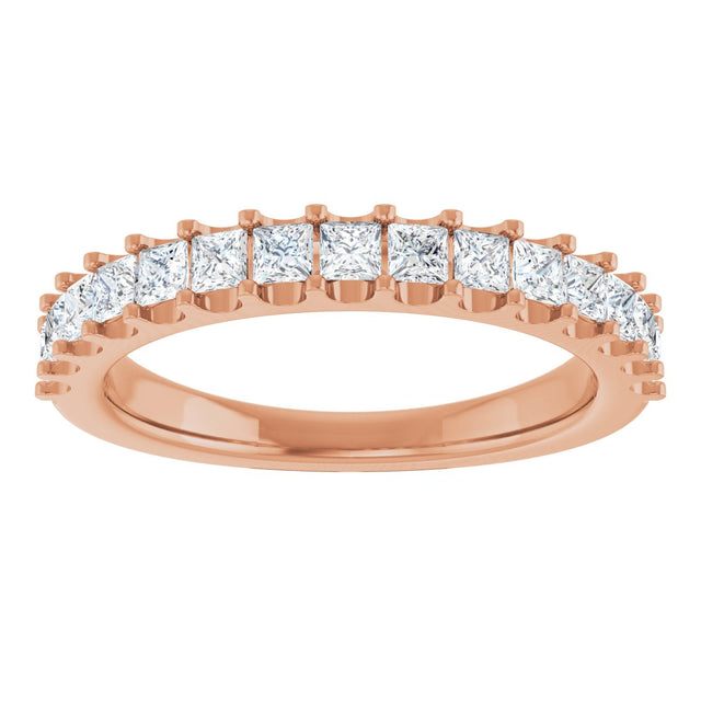 14K Gold Square Lab-Grown Diamond Shared-Prong Anniversary Band - 5/8-1 1/8 CTW - Rose Gold - view 3