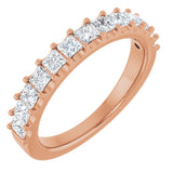14K Gold Square Natural Diamond Shared-Prong Anniversary Band - 5/8-1 1/8 CTW - Rose Gold
