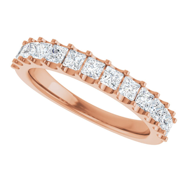14K Gold Square Natural Diamond Shared-Prong Anniversary Band - 5/8-1 1/8 CTW - Rose Gold - view 5