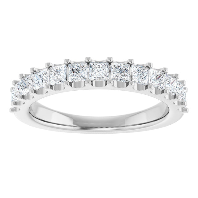 14K Gold Square Lab-Grown Diamond Shared-Prong Anniversary Band - 5/8-1 1/8 CTW - White Gold - view 3