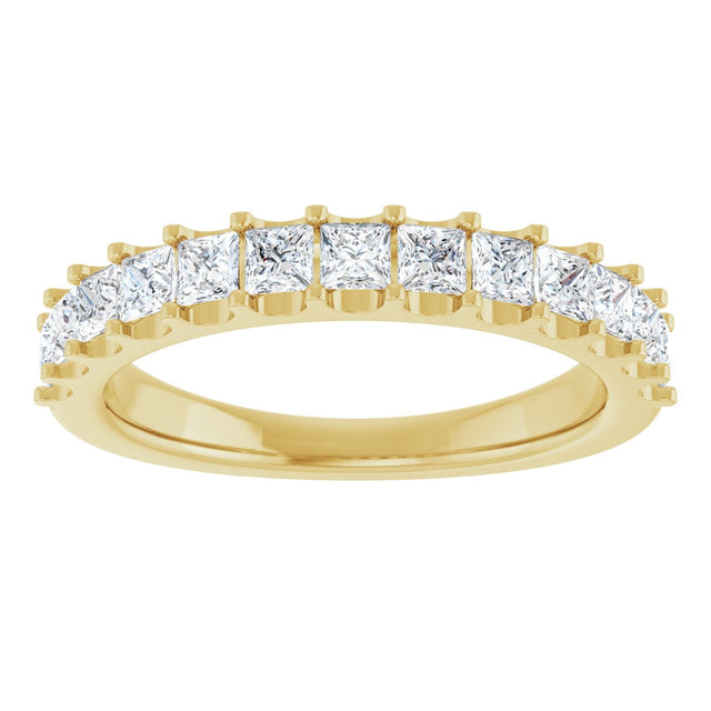 14K Gold Square Natural Diamond Shared-Prong Anniversary Band - 5/8-1 1/8 CTW - Yellow Gold - view 3