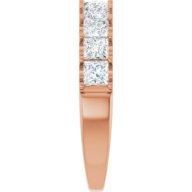 14K Gold Square Lab-Grown Diamond Shared-Prong Anniversary Band - 1 5/8 CTW - Rose Gold - view 4