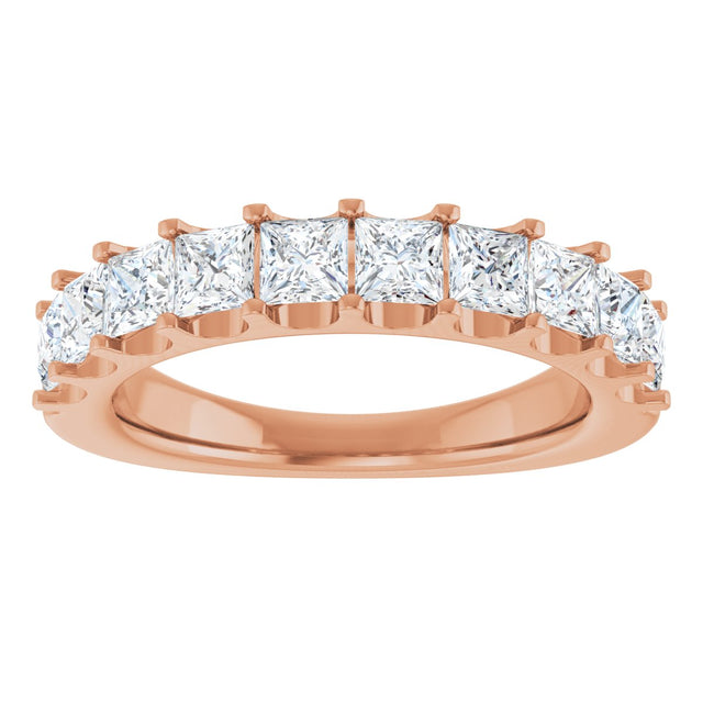 14K Gold Square Lab-Grown Diamond Shared-Prong Anniversary Band - 1 5/8 CTW - Rose Gold - view 3