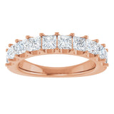 14K Gold Square Natural Diamond Shared-Prong Anniversary Band - 1 5/8 CTW - Rose Gold - view 3
