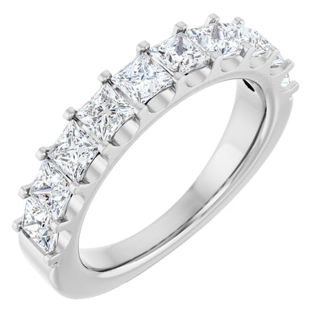 14K Gold Square Natural Diamond Shared-Prong Anniversary Band - 1 5/8 CTW - White Gold