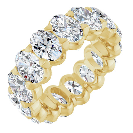 14K Gold Oval Lab-Grown Diamond Low Profile Eternity Band - 6x4mm Stones - Yellow Gold
