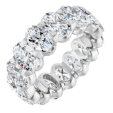 14K Gold Oval Natural Diamond Low Profile Eternity Band - 6x4mm Stones - White Gold