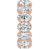 14K Gold Oval Natural Diamond Low Profile Eternity Band - 6x4mm Stones - Rose Gold - view 4