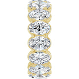 14K Gold Oval Natural Diamond Low Profile Eternity Band - 6x4mm Stones - Yellow Gold - view 4