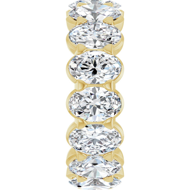 14K Gold Oval Lab-Grown Diamond Low Profile Eternity Band - 6x4mm Stones - Yellow Gold - view 4