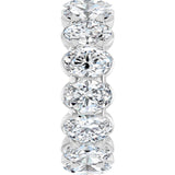 14K Gold Oval Natural Diamond Low Profile Eternity Band - 6x4mm Stones - White Gold - view 4