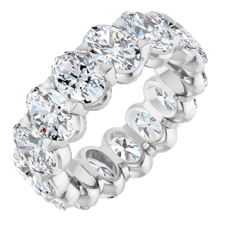 14K Gold Oval Lab-Grown Diamond Low Profile Eternity Band - 6x4mm Stones - White Gold