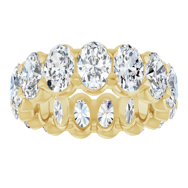 14K Gold Oval Lab-Grown Diamond Low Profile Eternity Band - 6x4mm Stones - Yellow Gold - view 3