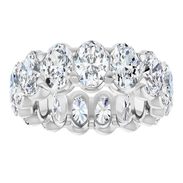 14K Gold Oval Natural Diamond Low Profile Eternity Band - 6x4mm Stones - White Gold - view 3