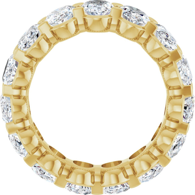 14K Gold Oval Lab-Grown Diamond Low Profile Eternity Band - 6x4mm Stones - Yellow Gold - view 2