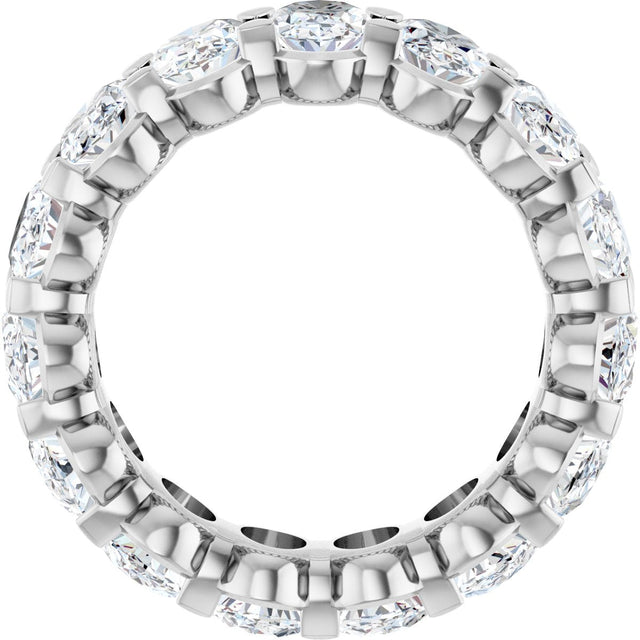 14K Gold Oval Natural Diamond Low Profile Eternity Band - 6x4mm Stones - White Gold - view 2