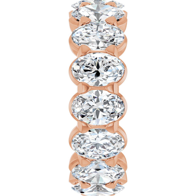 14K Gold Oval Lab-Grown Diamond Low Profile Eternity Band - 6x4mm Stones - Rose Gold - view 4