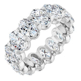 14K Gold Oval Natural Diamond Low Profile Eternity Band - 6x4mm Stones - White Gold