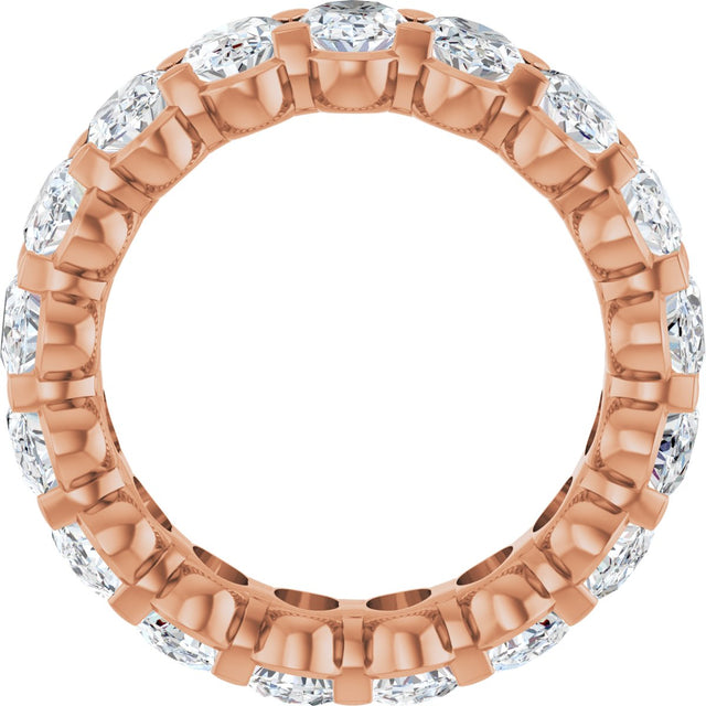 14K Gold Oval Natural Diamond Low Profile Eternity Band - 6x4mm Stones - Rose Gold - view 2