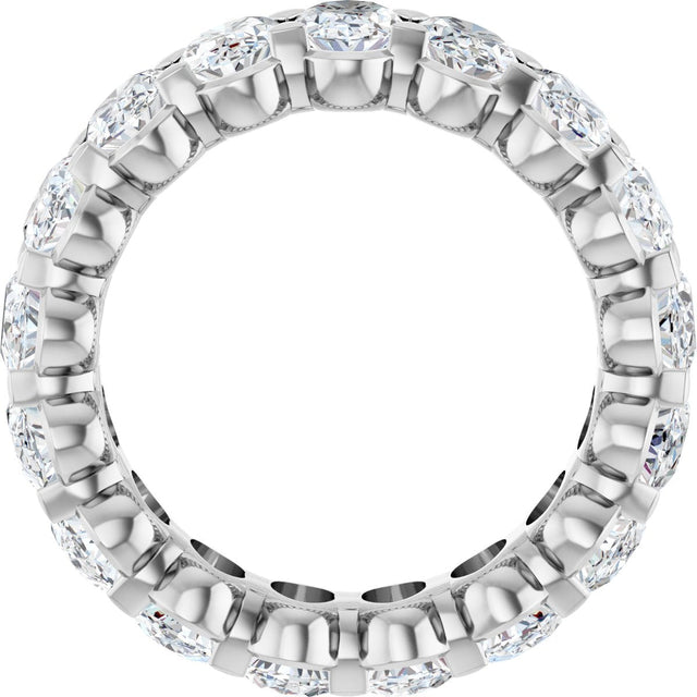 Platinum Oval Natural Diamond Low Profile Eternity Band - 6x4mm Stones - view 2