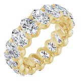 14K Gold Oval Natural Diamond Low Profile Eternity Band - 6x4mm Stones - Yellow Gold