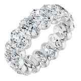 14K Gold Oval Natural Diamond Low Profile Eternity Band - 6x4mm Stones - White Gold