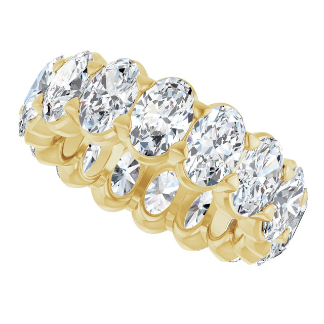 14K Gold Oval Natural Diamond Low Profile Eternity Band - 6x4mm Stones - Yellow Gold - view 5