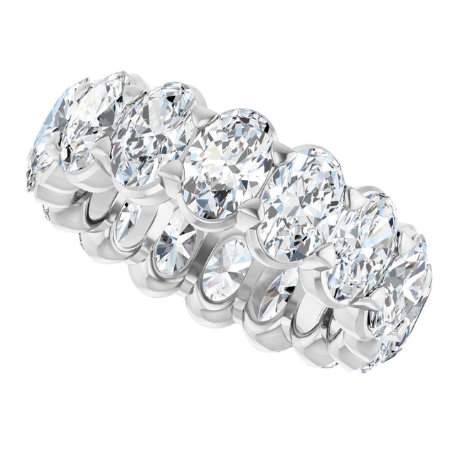 14K Gold Oval Natural Diamond Low Profile Eternity Band - 6x4mm Stones - White Gold - view 5