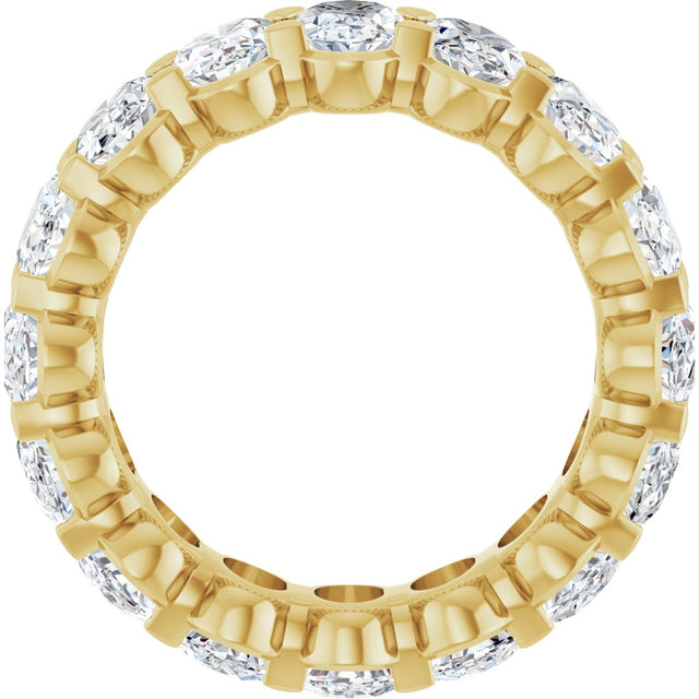 14K Gold Oval Natural Diamond Low Profile Eternity Band - 6x4mm Stones - Yellow Gold - view 2