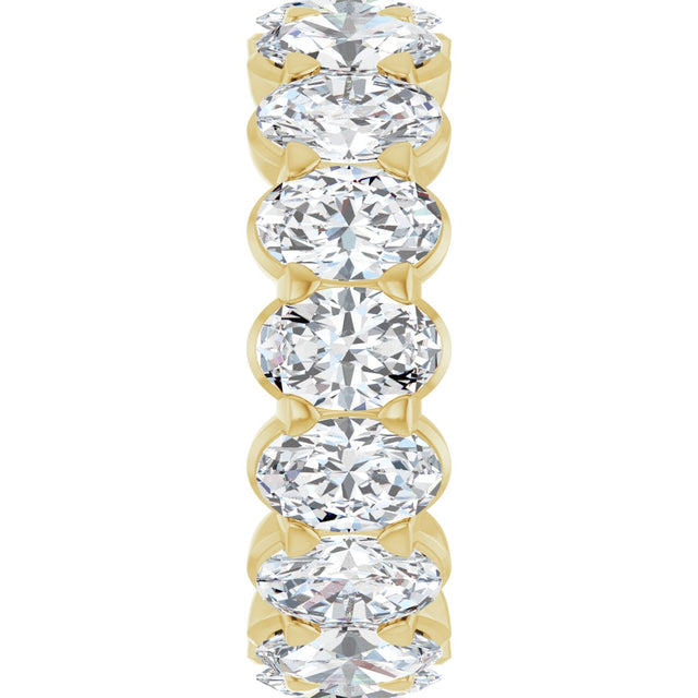 14K Gold Oval Lab-Grown Diamond Low Profile Eternity Band - 6x4mm Stones - Yellow Gold - view 4