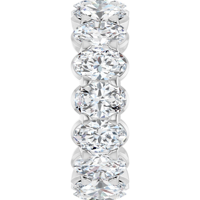14K Gold Oval Natural Diamond Low Profile Eternity Band - 6x4mm Stones - White Gold - view 4