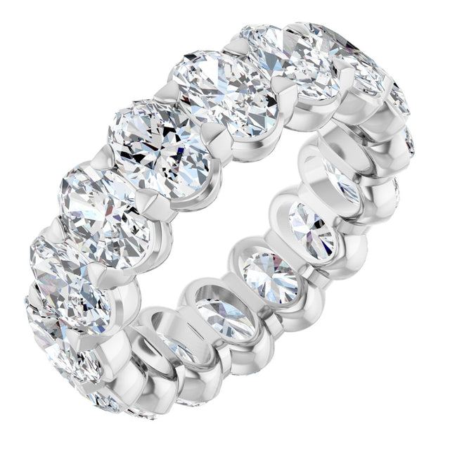 14K Gold Oval Lab-Grown Diamond Low Profile Eternity Band - 6x4mm Stones - White Gold