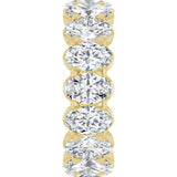 14K Gold Oval Natural Diamond Low Profile Eternity Band - 6x4mm Stones - Yellow Gold - view 4