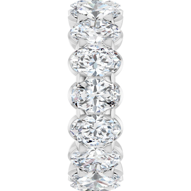 14K Gold Oval Natural Diamond Low Profile Eternity Band - 6x4mm Stones - White Gold - view 4