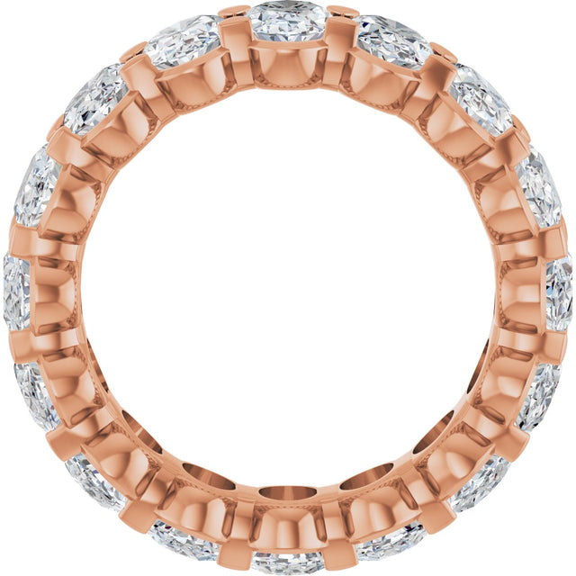 14K Gold Oval Natural Diamond Low Profile Eternity Band - 6x4mm Stones - Rose Gold - view 2