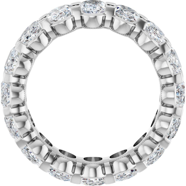 14K Gold Oval Lab-Grown Diamond Low Profile Eternity Band - 6x4mm Stones - White Gold - view 2