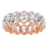 14K Gold Oval Natural Diamond Low Profile Eternity Band - 6x4mm Stones - Rose Gold - view 3