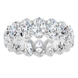 14K Gold Oval Lab-Grown Diamond Low Profile Eternity Band - 6x4mm Stones - White Gold - view 3