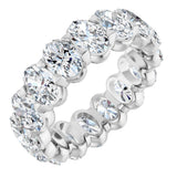 14K Gold Oval Natural Diamond Low Profile Eternity Band - 6x4mm Stones - White Gold
