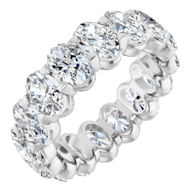 14K Gold Oval Lab-Grown Diamond Low Profile Eternity Band - 6x4mm Stones - White Gold