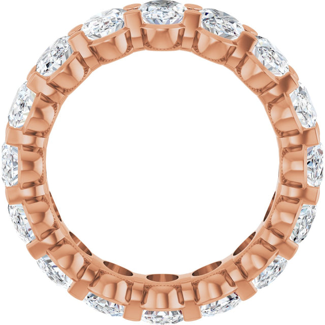 14K Gold Oval Lab-Grown Diamond Low Profile Eternity Band - 6x4mm Stones - Rose Gold - view 2