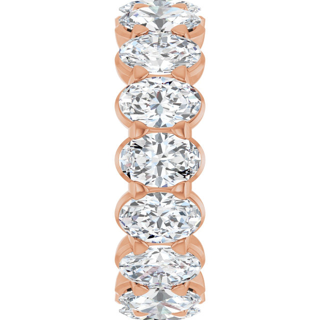 14K Gold Oval Lab-Grown Diamond Low Profile Eternity Band - 6x4mm Stones - Rose Gold - view 4