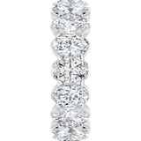 14K Gold Oval Natural Diamond Low Profile Eternity Band - 6x4mm Stones - White Gold - view 4