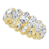 14K Gold Oval Natural Diamond Low Profile Eternity Band - 6x4mm Stones - Yellow Gold - view 5