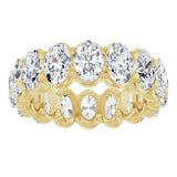 14K Gold Oval Natural Diamond Low Profile Eternity Band - 6x4mm Stones - Yellow Gold - view 3