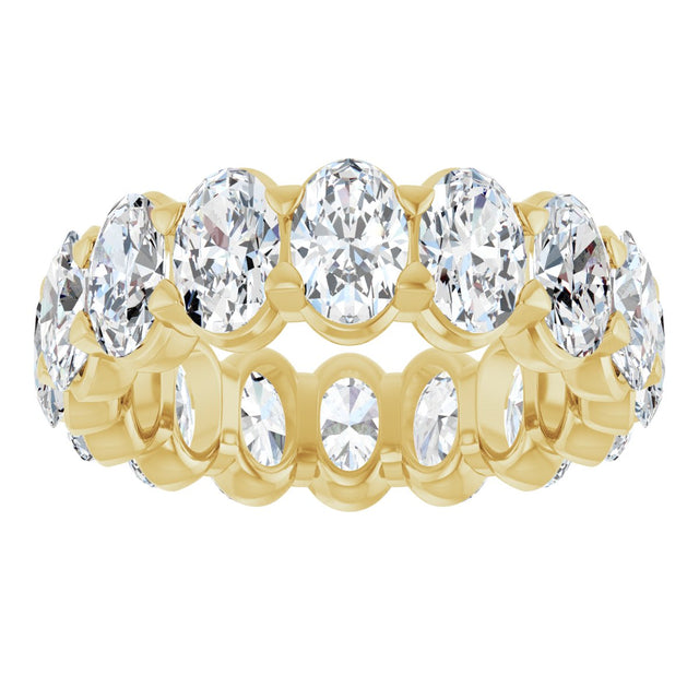 14K Gold Oval Lab-Grown Diamond Low Profile Eternity Band - 6x4mm Stones - Yellow Gold - view 3