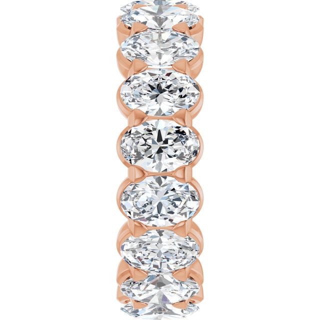 14K Gold Oval Lab-Grown Diamond Low Profile Eternity Band - 6x4mm Stones - Rose Gold - view 4