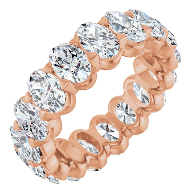 14K Gold Oval Lab-Grown Diamond Low Profile Eternity Band - 6x4mm Stones - Rose Gold