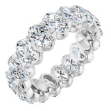 14K Gold Oval Natural Diamond Low Profile Eternity Band - 6x4mm Stones - White Gold
